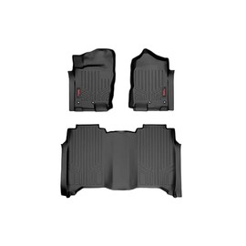 Rough Country Floor Mats for Nissan Titan (2017-2024) & Titan XD Crew Cab (2016-2024) - Non-Slip Waterproof Flexible Floor Mat, Front & Rear Set
