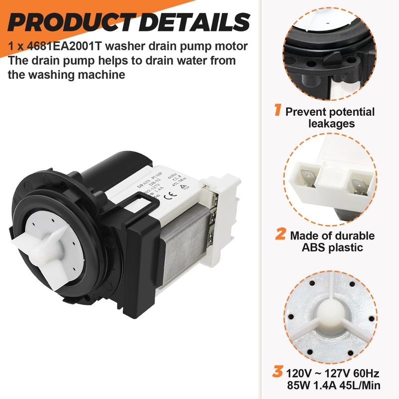 𝟮𝟬𝟮𝟱 𝗨𝗽𝗴𝗿𝗮𝗱𝗲 4681EA2001T Washer Drain Pump Motor Replace for Kenmore&LG