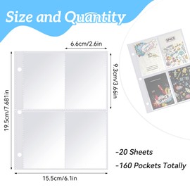 Trading Card Sleeves, Transparent Trading Sleeves, 160 Pockets Trading Cards, Double-Sided Empty Collector Folder, Trading Card Accessories for Collecting All Types of Cards (20 Pages)