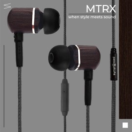 Symphonized MTRX Premium Genuine Wood in-Ear Noise-isolating Headphones with Mic and Nylon Cable (Black)