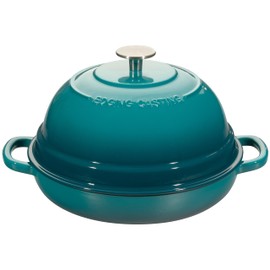 EDGING CASTING Enameled Cast Iron Dutch Oven Pot with Lid, Round Bread Oven for Homemade Sourdough Bread Baking, 6 Quart, Darkcyan