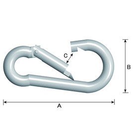 DAIDOHANT 10102025 Stainless Steel Spring Hook (Spring Type) [5x50] (A) 50x(B) 25x(C) 7mm [SUS304] (1 piece)