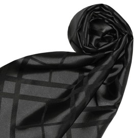 Lorenzo Cana 8923311 Men's Scarf Made of 100% Silk Elaborately Jacquard Woven Damask Silk Scarf Black 25 cm x 160 cm, black