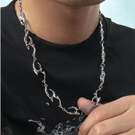 Gifts for Boyfriend Necklace Silver Chain for Men Barbed Wire Necklace Promise Chain Meaningful Boyfriend Birthday Gift Ideas