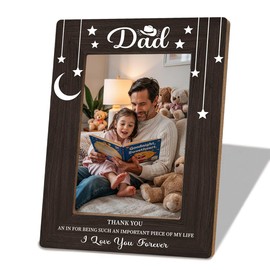 Fathers Day Gift for Dad, Gifts for Dad, Wood Picture Frame, Presents from Daughter, Son, Mom Heartwarming Men Gifts, Desktop Decor, Dad I love you forever, Fits 4x6 inch Photo