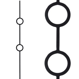 Contemporary Two Ring Stair Iron Balusters (10-Pack) Modern Hollow Double Ring Circle Metal Railing Spindles 1/2" x 44" Tall Real Satin Black NOT Matte