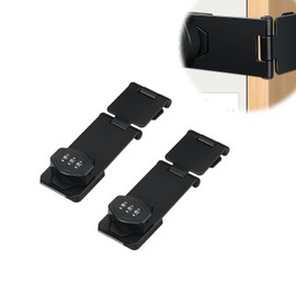 Yuelulala 2pcs Door Latch Password Combination Lock Shed Lock Security Rotate Bolt Gate Latch for Locker,Wooden Gates Garden Cabinet Outdoor Small Doors 4-Inch Metal Black (A70-2)