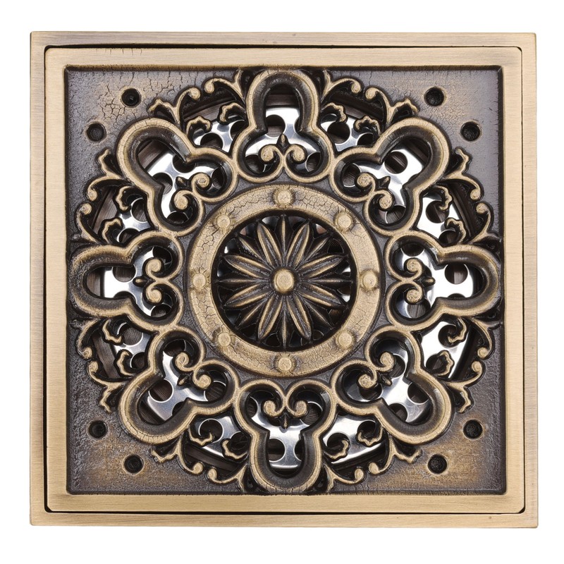 Copper Floor Drain Squared Retro Large Flow Odor Proof Shower