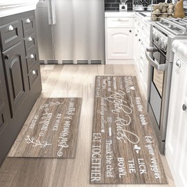 Farmhouse Kitchen Rug Sets of 2 Piece Non Slip Kitchen Rugs and Mats Washable Kitchen Mats for Kitchen Floor Mat Carpet Runner Rugs for Hallway Laundry Decor 17”x30“+17'' X 47''