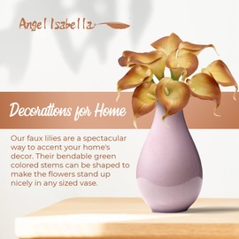 Angel Isabella Real Touch Calla Lily Artificial Flowers — Perfect for a Wedding, Prom, Christmas or Home Decor — Great as a Boutonniere, Corsage or Centerpiece - 10 Stems, Cappuccino Brown