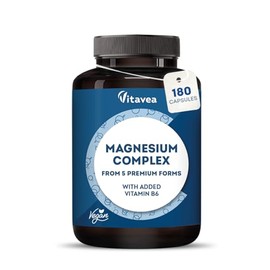 Magnesium Complex 400mg - 5 Forms of Magnesium (Bisglycinate, Citrate, Oxide, Carbonate, Liposomal) + Vitamin B6 - High Absorption - Energy, Muscles, Fatigue, Nervous System - 180 Capsules vitavea