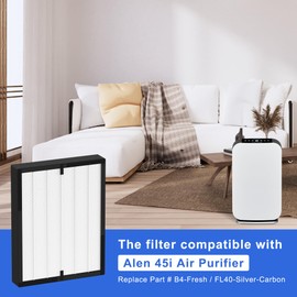 True HEPA 45i Replacement Filter for Alen BreatheSmart 45i Pure and Flex Bh400 Air Purifier, 1 Pack H13 HEPA Filters+4 pack Pre-Filter Activated Carbon, 3-in-1, Compared B4-Fresh/ FL40-Silver-Carbon