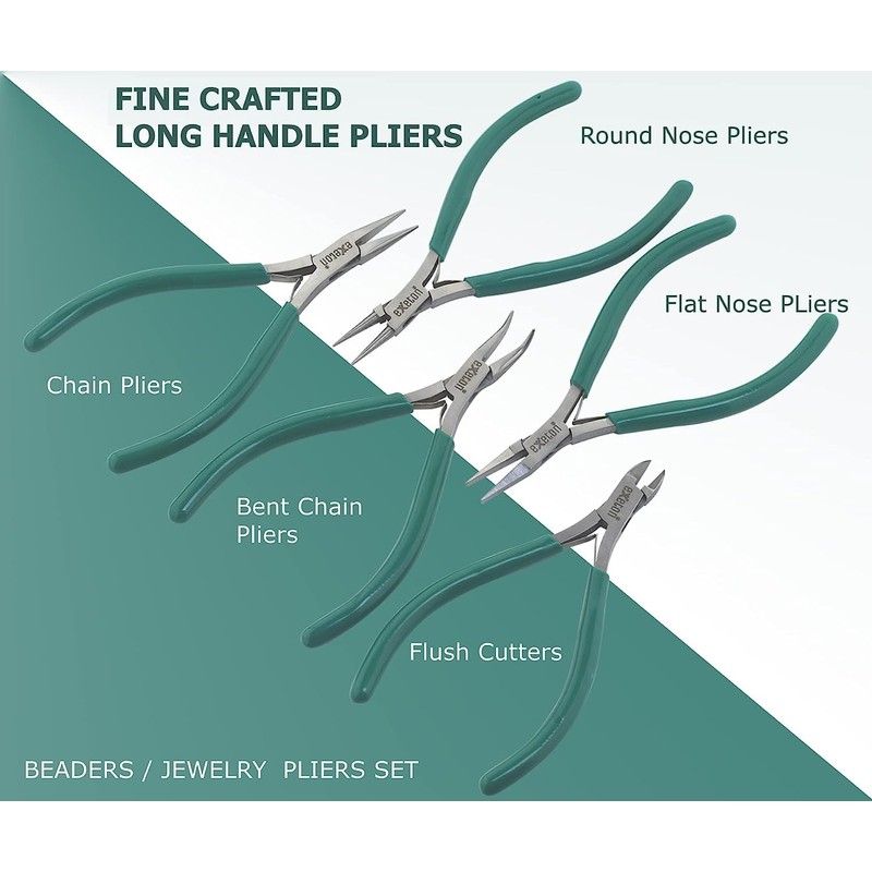 Exeton Jewelry Making Pliers Set, Professional Craft Pliers Tools, Green,