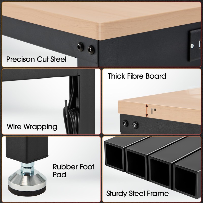 Antifir 48” Adjustable Workbench，Heavy Duty Wood Work Bench 2000 Lbs