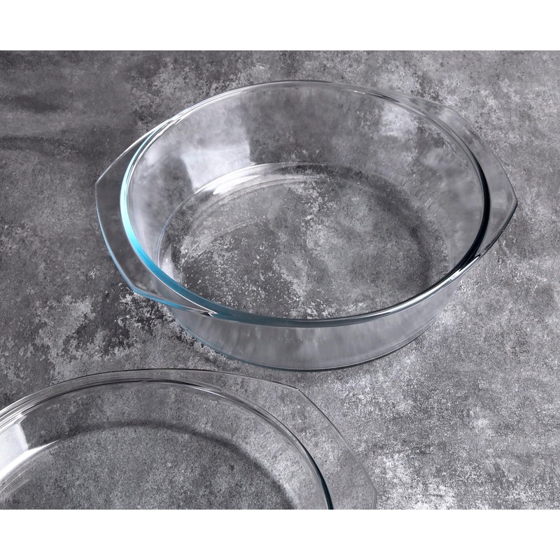 HUSANMP Round Tempered Glass Casserole Dish with Lid, Glass Casserole