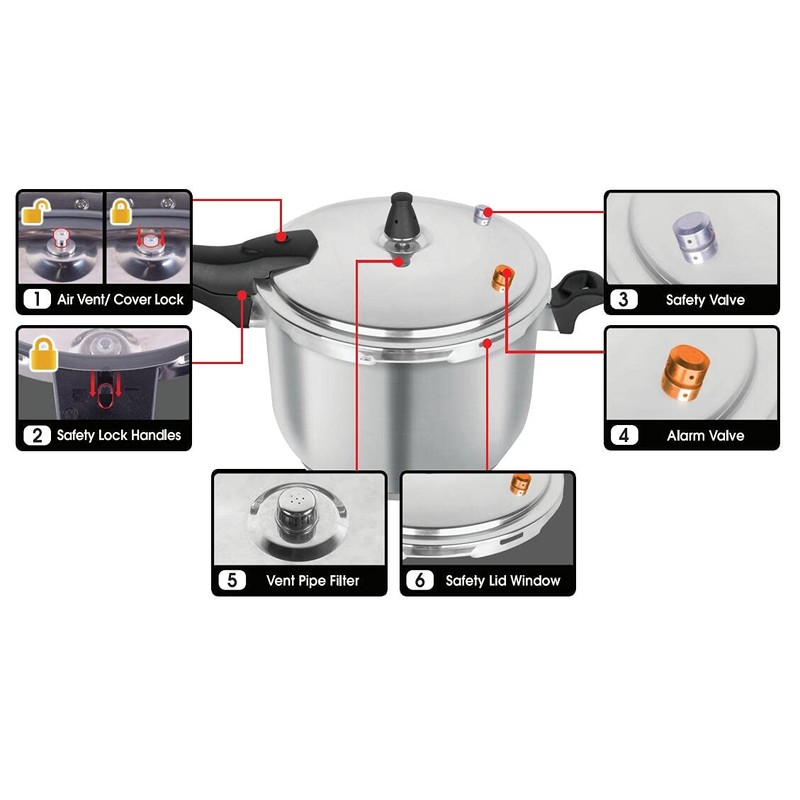 VITASUNHOW Stainless Steel Pressure Cooker with Steamer Basket, Faster Cooking