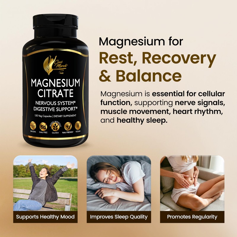 Cocó March N.M.D Magnesium Citrate 500mg per Serving, Gluten Free,