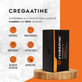 CreGAAtine Micronized Creatine Monohydrate + GAA | Increase Strength, No Water Retention | Boosts Memory & Focus | Single-Serve Packets | 60 Sachets, 30 Servings | (Sachets, Orange)