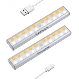VYANLIGHT 20 LED Under Cabinet Light, Motion Sensor, Rechargeable, Cordless, Easy Install