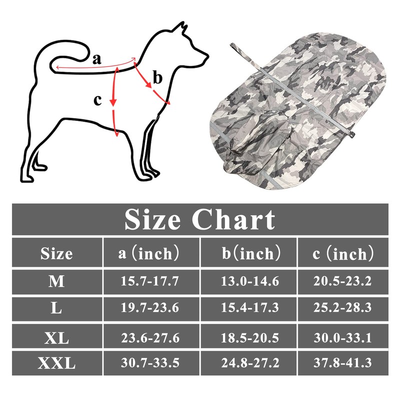 Andiker Waterproof Dog Raincoat, Rain Jackets for Dogs (L, Camouflage