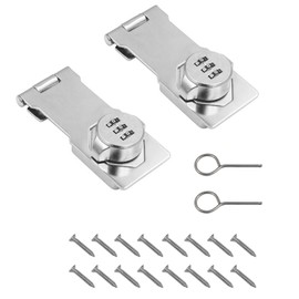 2X 4.5 Inch Mechanical Password Rotary Hasp Locks, Door Security Slide Latch Lock (Silver)