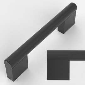 Amerdeco Pack of 10 Knurled Cabinet Handles Black 96 mm Hole Spacing Door Handles for Kitchen, Drawers and Dresser