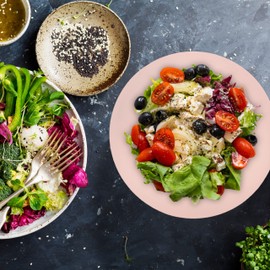 Relaxdays 4 x Stainless Steel Salad Bowls, 1 L, Round Metal Bowl for Baking and Serving, Diameter 15 cm, Kitchen Bowl, Pink/Gold