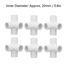 4 Way Elbow Fittings, 10PCS 4 Way Side Fittings,Pipe Fitting Connectors PVC 0.8in Pipe Splice 4 Way Elbow Fitting for Funniture Tent, Tee Fittings (White)