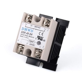 SSR-40DA Solid State Relay DC to AC (Input 3-32V DC Output 24-380V AC) with Heat Sink, 40A