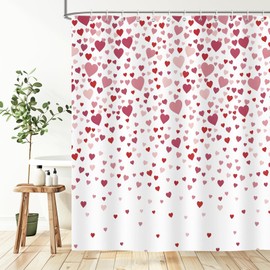 BREASOME Pink Shower Curtain, Romantic Loving Red Heart, 72x72 Inch