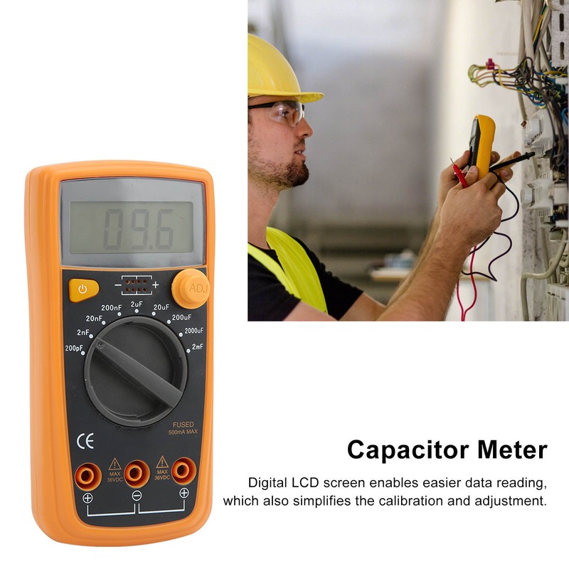 Capacitor Meter Digital Capacitance Tester High Accuracy Test Tool for