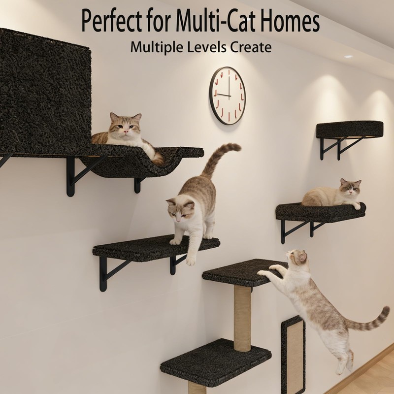 MIUZMORE Cat Wall Shelves, 10-Piece Complete Cat Wall Furniture System