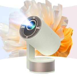 Projector with WiFi and Bluetooth, Support 1080P 4K, 270°Rotatable Portable Projector with Autofocus and Auto Keystone, Home Projector with HIFI Stereo Sound for TV Stick, Laptop, PC, Phone (White)