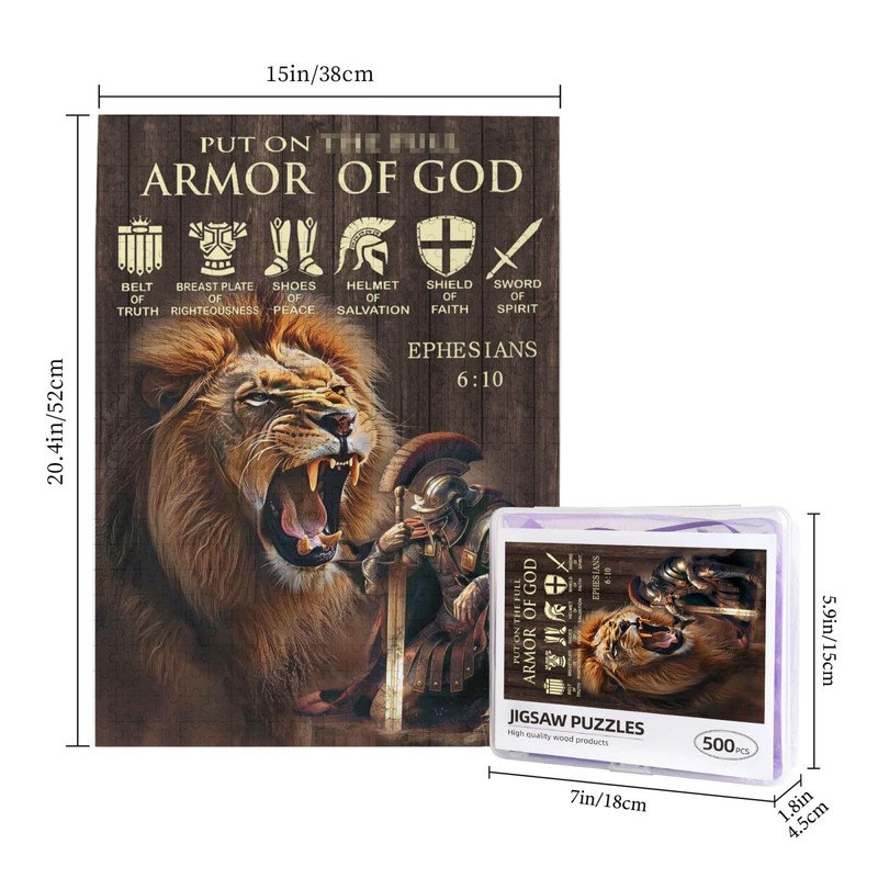 Christian Bible Puzzles for Adults 500 Pieces, Religous Warrior Lion