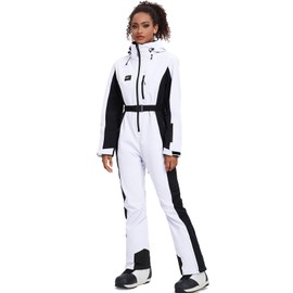 YEEFINE Women's Ski Suit One Piece Jumpsuits Snowsuits Waterproof Snowboard Suit Winter Outdoor Ski Jacket and Pants Jumpsuits(White, S)