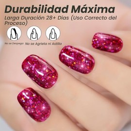 YTD Likomey Esmalte de Uñas de Gel con Purpurina Fruta del Dragón Rosa,15ml Shimmer Esmalte de Gel UV de Alta Pigmentación para Manicura de Salón