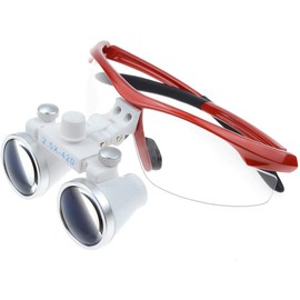 2.5X Magnifying Glass Loupe Binocular Loupe Surgery Surgical Magnifier Medical Operation (Red)