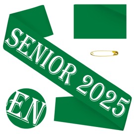 Senior 2025 Sash, Retro Sage Green Satin Finally Graduated Sash with White Printed Letters Cheerleader Class of 2025 Sashes for Graduation Party Graduation Celebration Supplies Decorations Gifts