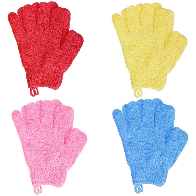 4 Pairs Bath Exfoliating Gloves Scrub, Double Sided Bath Mitts