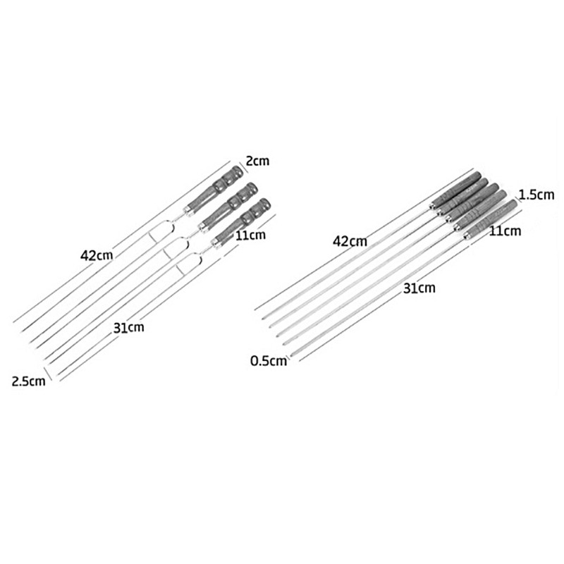 7pcs/set Stainless Steel Barbecue Forks Barbecue Skewers Roasting Needle Barbecue