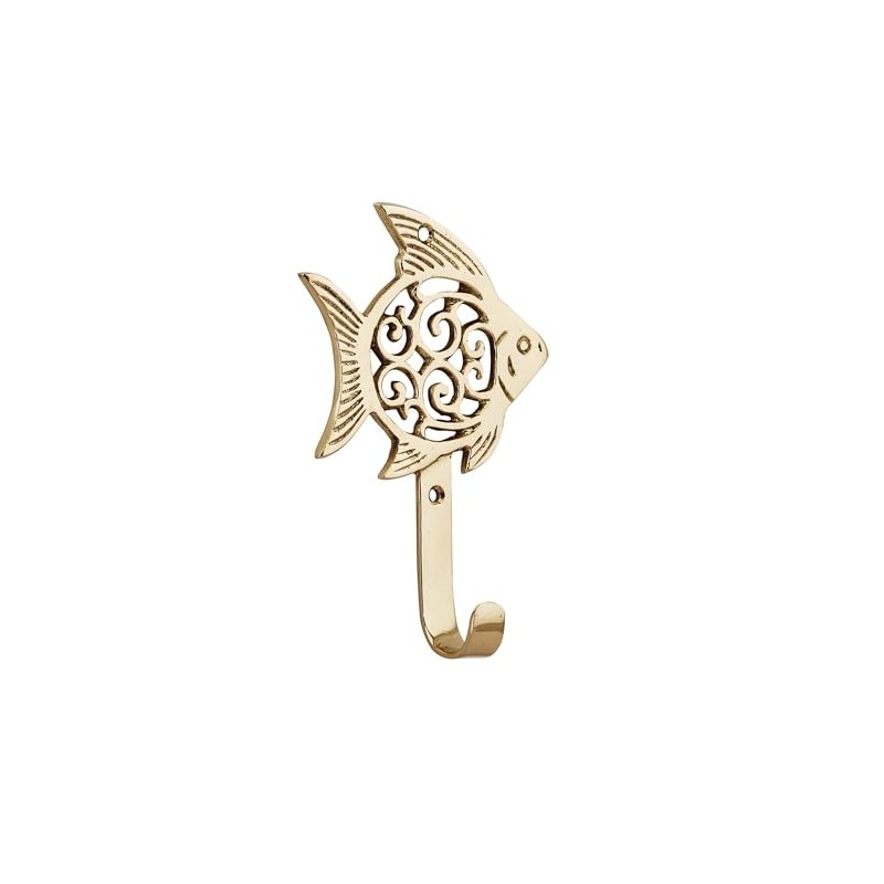 NKlaus Fish Brass Coat Hook, 10 x 15 x 3