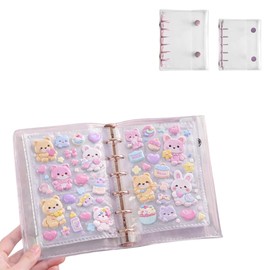 STELLAR SEIZAN Sealing Notebook, Binder, Refile, Transparent, M5, A7, Storage, Cute, Simple, Clear, Plain, Gift for Kids (Pink)