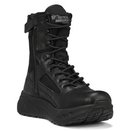 Tactical Research MAXX 8Z 8” Ultra-Cushioned Maximalist Black Tactical Boots for Men with Zipper - Designed for Police, EMS, and Security with Slip-Resistant Vibram Outsole, Black - 12 W