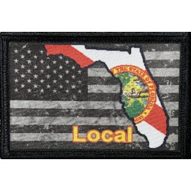 Florida Local USA Flag Morale Patch.2x3 Hook and Loop Patch. Made in The USA