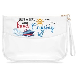 Cruise Ship Vacation Gift Clear Makeup Bag Cruise Themed Gifts Cruising Present for Women Girls Weekend Present Cosmetic Bag Christmas Birthday Travel Pouch for Friend Sister