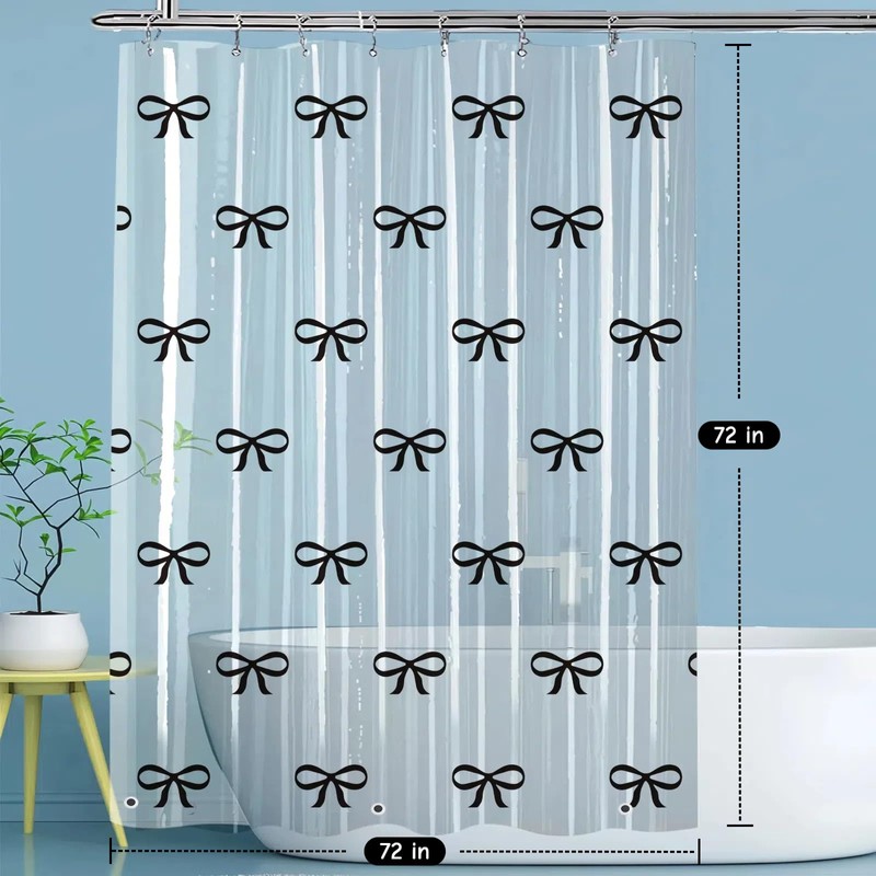 Clear Green Ivy Leaves Shower Curtain Liner, Transparent Plastic Nature