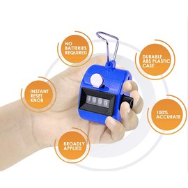 White Deer Hand Tally Counter 4 Digit Number Dual Clicker Golf Handy Convenient (Red)