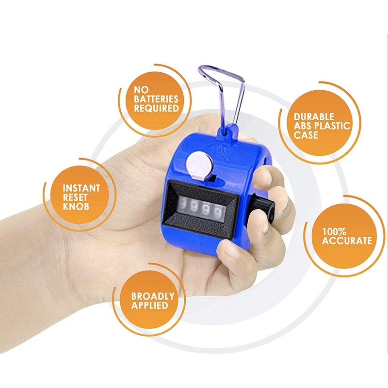 White Deer Hand Tally Counter 4 Digit Number Dual Clicker
