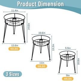 LIJINGCHEN 3 Pack Metal Plant Stand, Heavy Duty Round Plant Shelf, Flower Plant Holder Indoor Outdoor, Plant Display Rack, Patio Plant Stand for Garden Home Balcony Decor(Black)