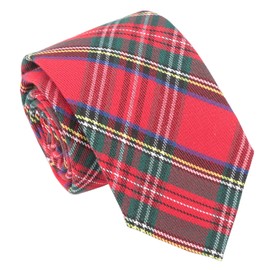 DQT Men's Tartan Plaid Formal Casual Patterned Classic Tie - Red Royal Stewart